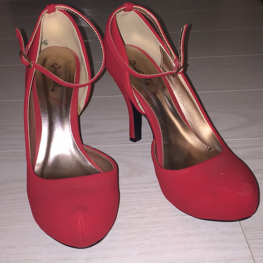Red Almond Toe Heels